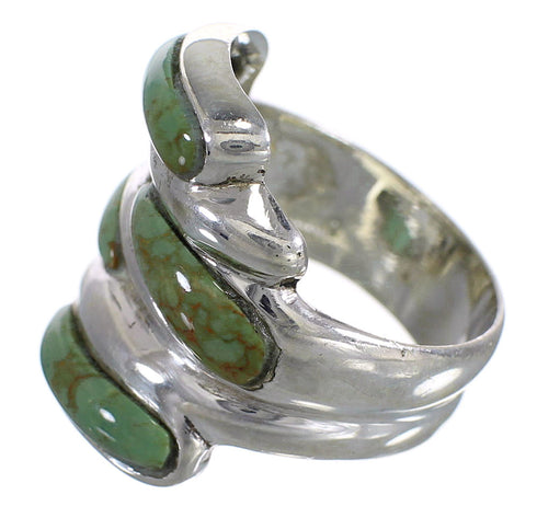 Turquoise Inlay Authentic Sterling Silver Southwestern Ring Size 8-1/4 AX87367